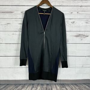 Rag And Bone Dress Womens XS Black Blue‎ Silk Wool Blend Zip City Career
